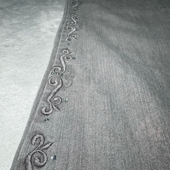 COS Y2K Gray Flared Jeans with Side Rhinestone Embellishments - Picture 3 of 9